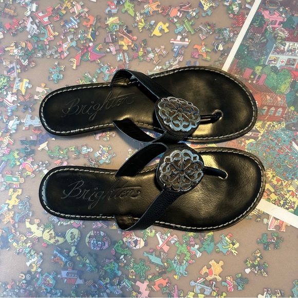 Brighton Leather Sandals with Silver Buckle Accent - Picture 6 of 12